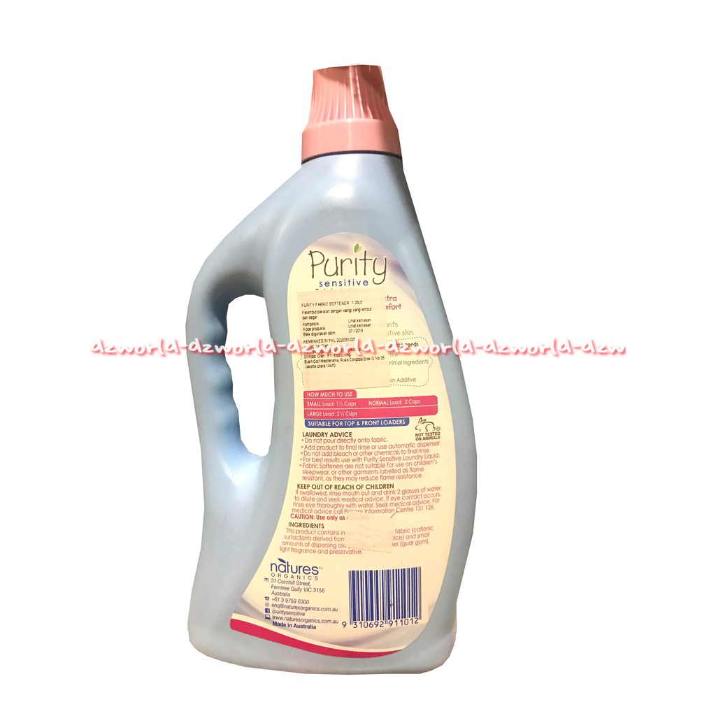 Purity Sensitive Fabric Softener 1,25L Earth Choice Liquid Fabric Softener