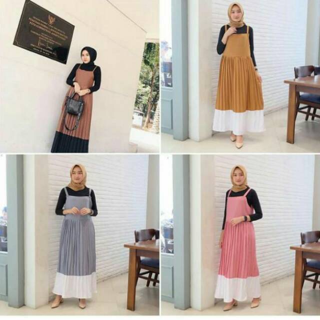 Gina overall tali/rok suspender muslim/rok kodok muslim/rok gamis/rok panjang muslim
