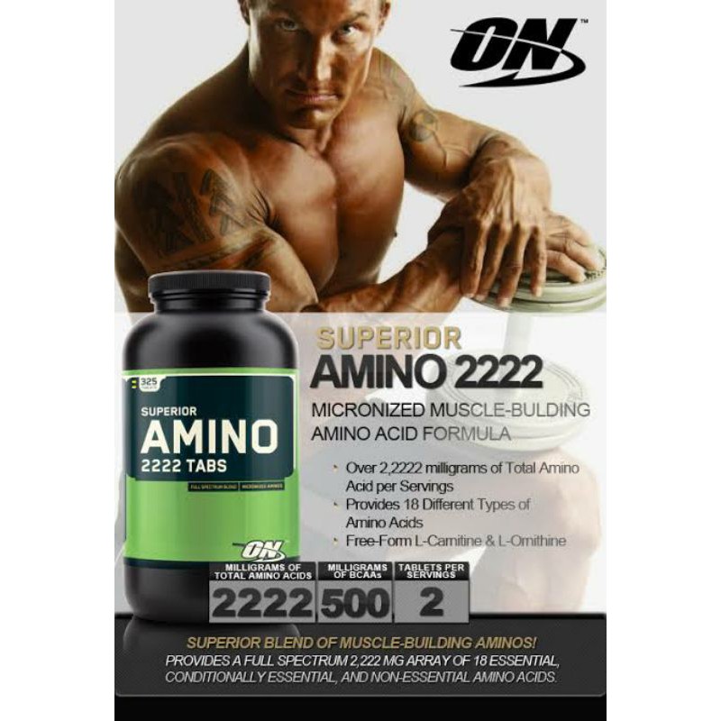 ON AMINO 2222 320 TABS SUPLEMEN PROTEIN ISOLATE MAKANAN GYM FITNES BISKUIT KESEHATAN MAKANAN BCAA