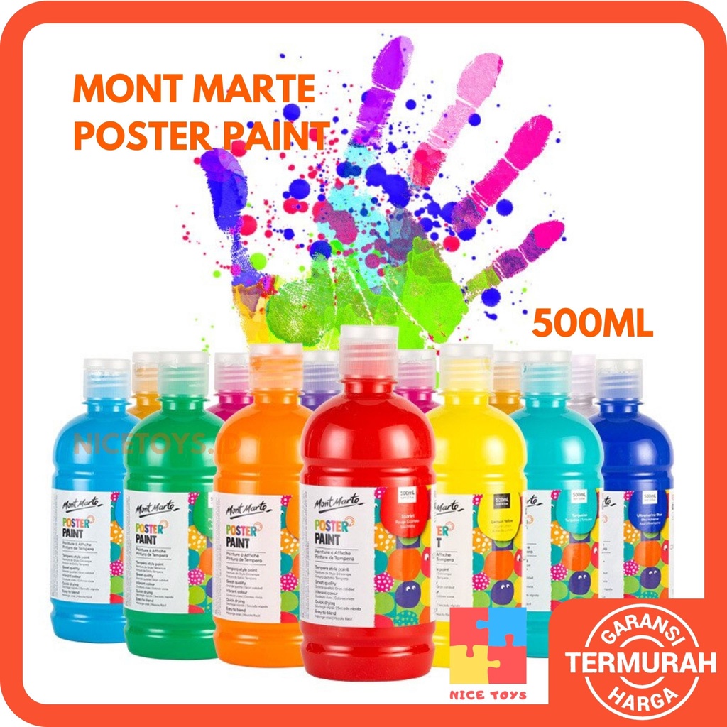 Mont Marte Finger Paint Washable Poster Paint 500ML Washable Paint Cat Gouache Mainan Mewarnai Anak Mainan Cat Anak Mainan Montessori Perlengkapan Cat Air Anak Washable