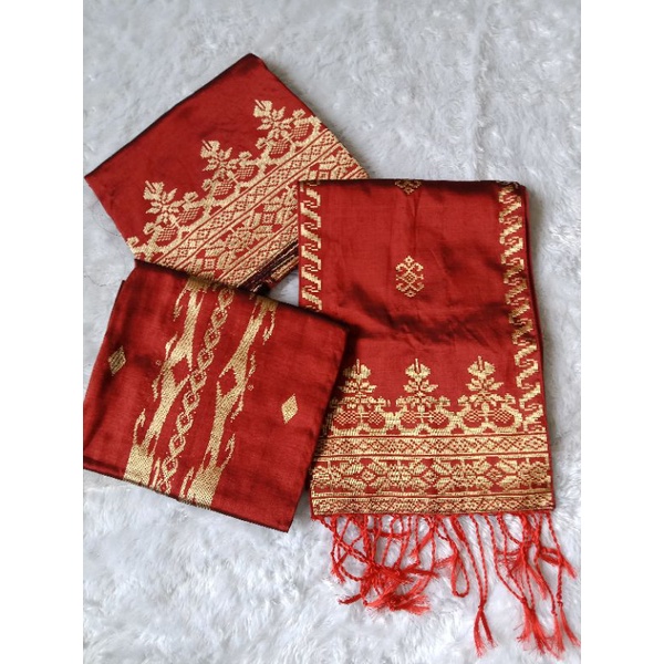 songket silungkang stelan warna maroon
