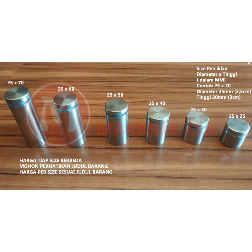 Pen Iklan 25 x 50 Stainless Steel / Baut Akrilik / Sign Board Screw