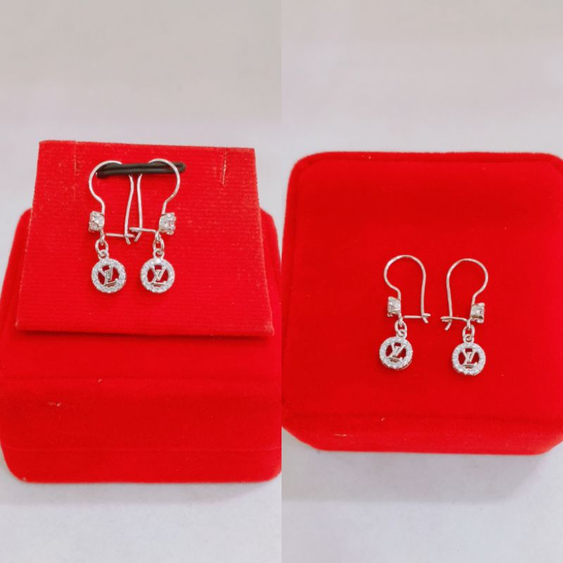 Anting Dewasa perak silver925 model LV Lapisan emas putih At27