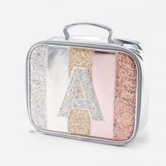 Glitter Stripe Initial Lunch Tote ( LUNCH BAG JUSTICE ORIGINAL )