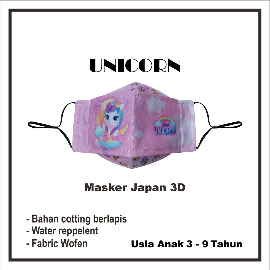 Masker Kain Anak 3D Origami