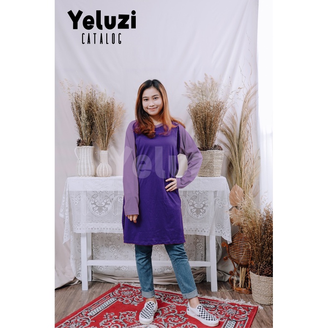 Tunik Atasan Wanita Raglan Kekinian Terbaru - Katun Combed 24s - Yeluzi