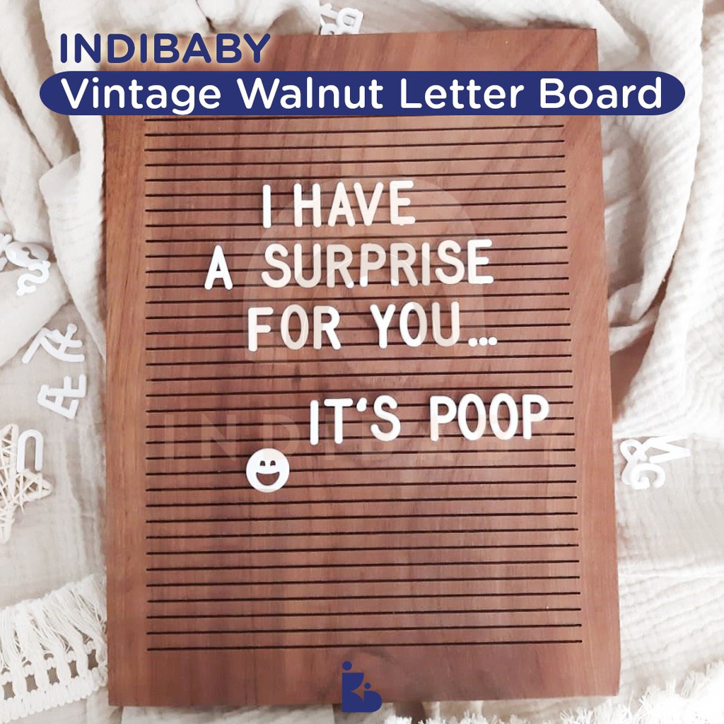 Vintage Walnut Letter Board / Papan Huruf Nama Bayi / Perlengkapan Foto