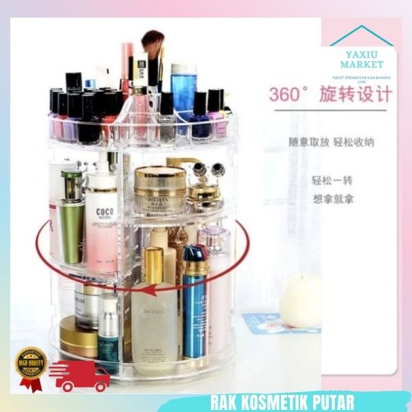 Rak Kosmetik Putar Acrylic & MakeUp Putar 360 Derajat
