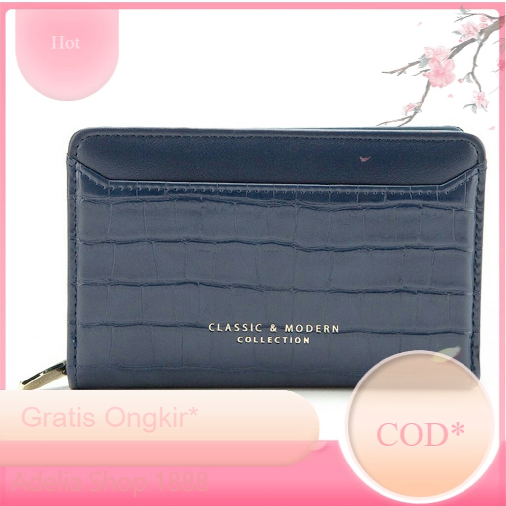 HUER Aimy Croc Embossed Medium Bi Fold Wallet 9446-129Navy