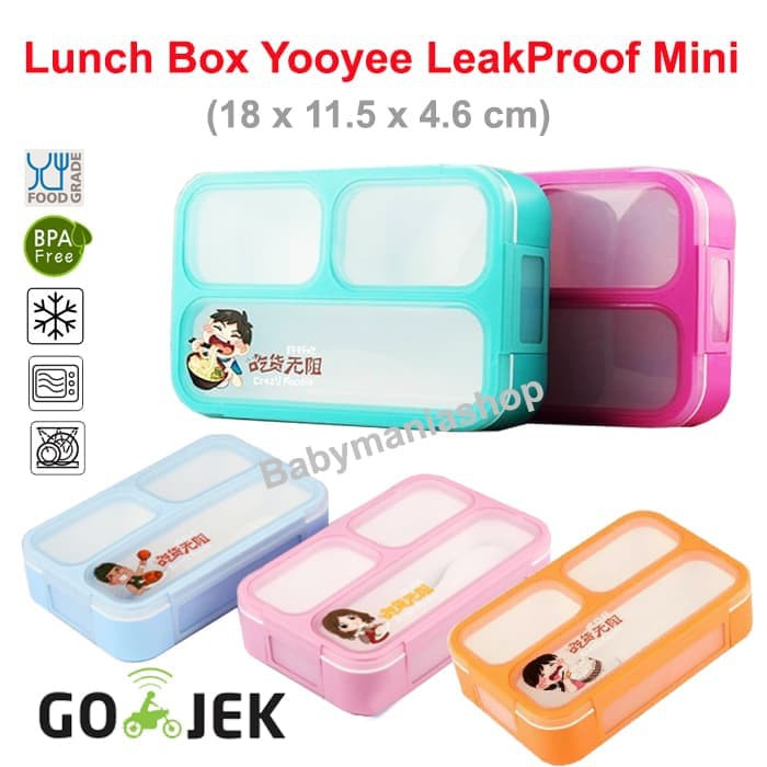 Kotak Makan Lunch Box Yooyee 3 Sekat 606 / Grid Leak Proof 