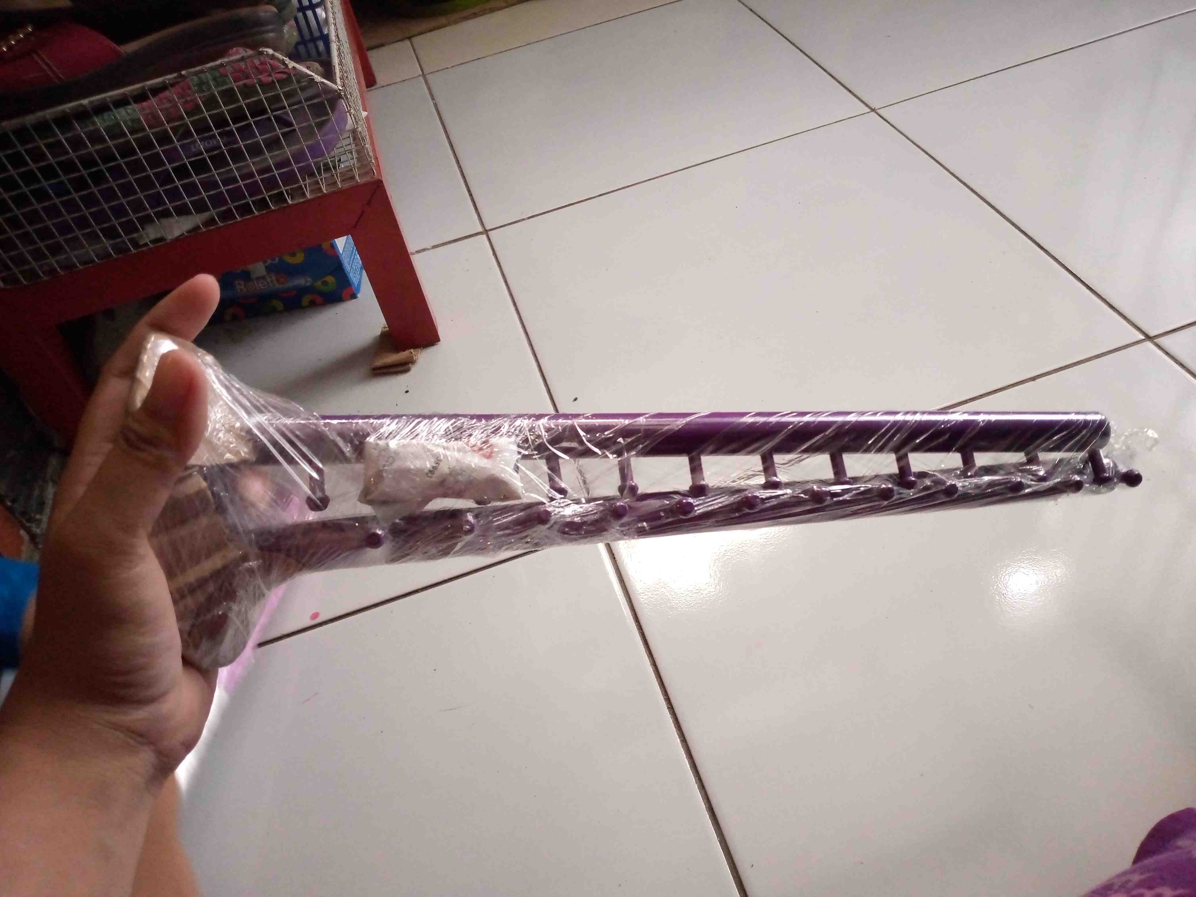 Hanger Suling Tembok Belalai 12 Titik Warna Ungu (free Paku)