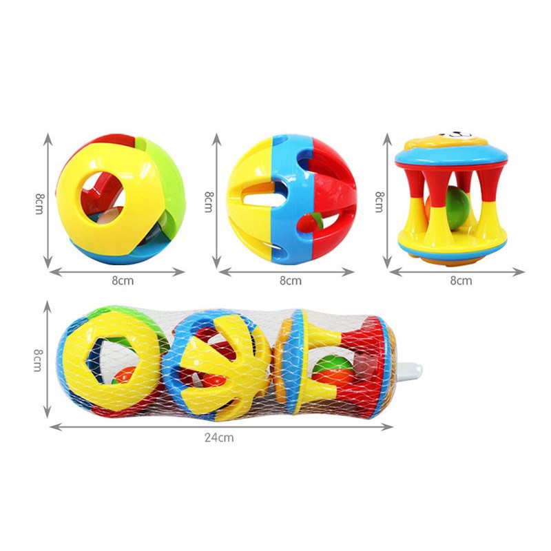 Set 3 pcs Bola Rattle Mainan Kerincingan Bayi