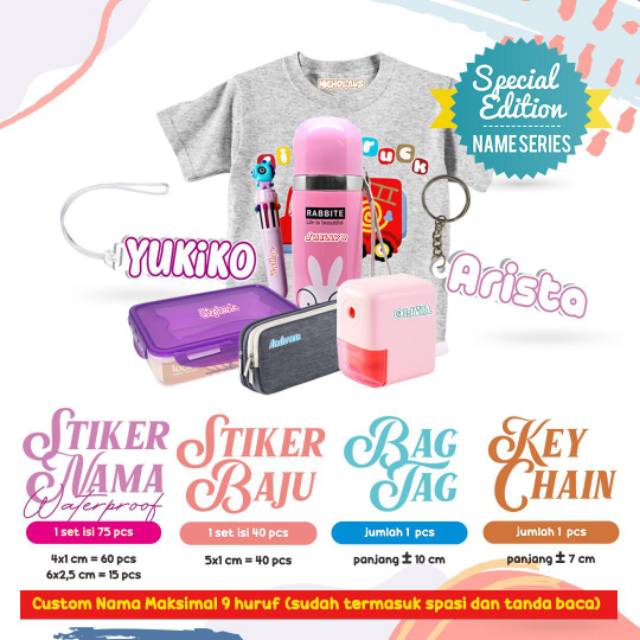 

storyandmemory sticker nama sticker baju bagtag keychain