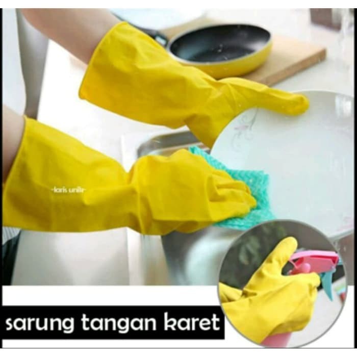 Sarung Tangan Cuci Karet XL Latex Panjang Anti Air 32cm isi 2 pcs