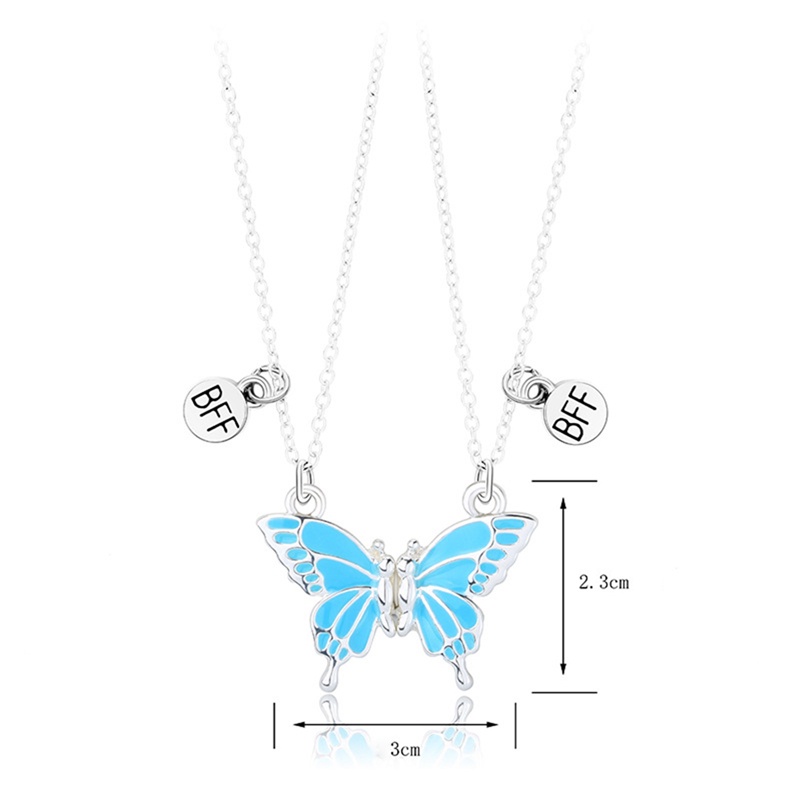 2pcs / Set Kalung Magnet Butterfly BFF Untuk Pria Dan Wanita