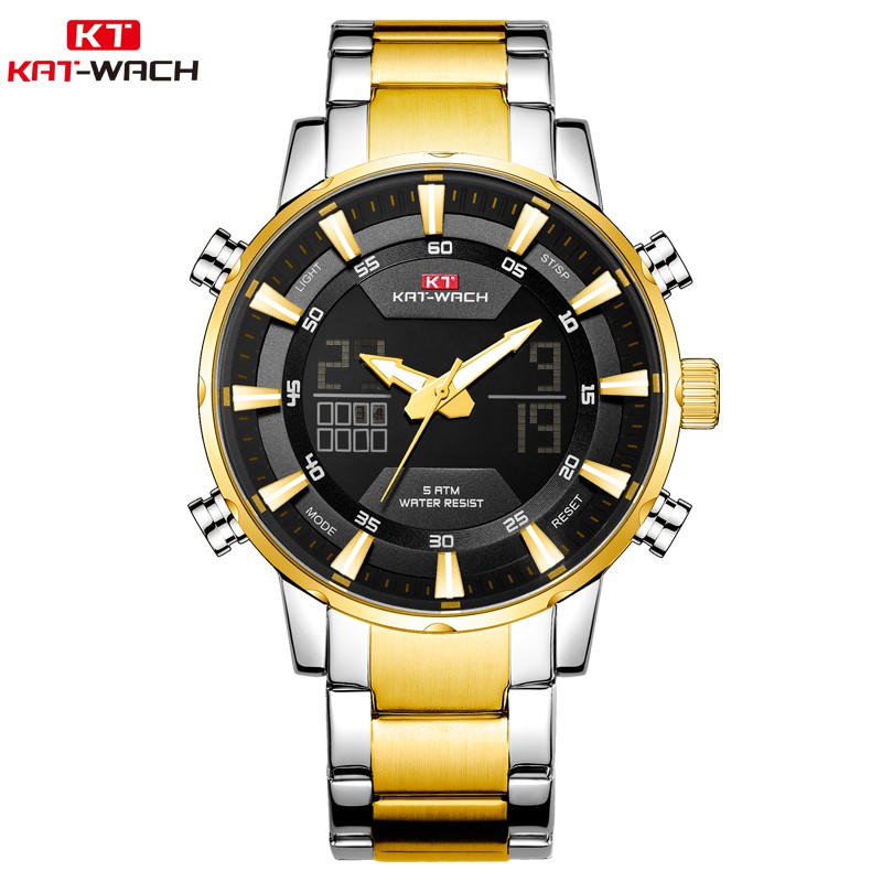 KAT-WACH KT2027 Jam Tangan Pria Digital Analog Tali Stainless WATCHKITE WKOS