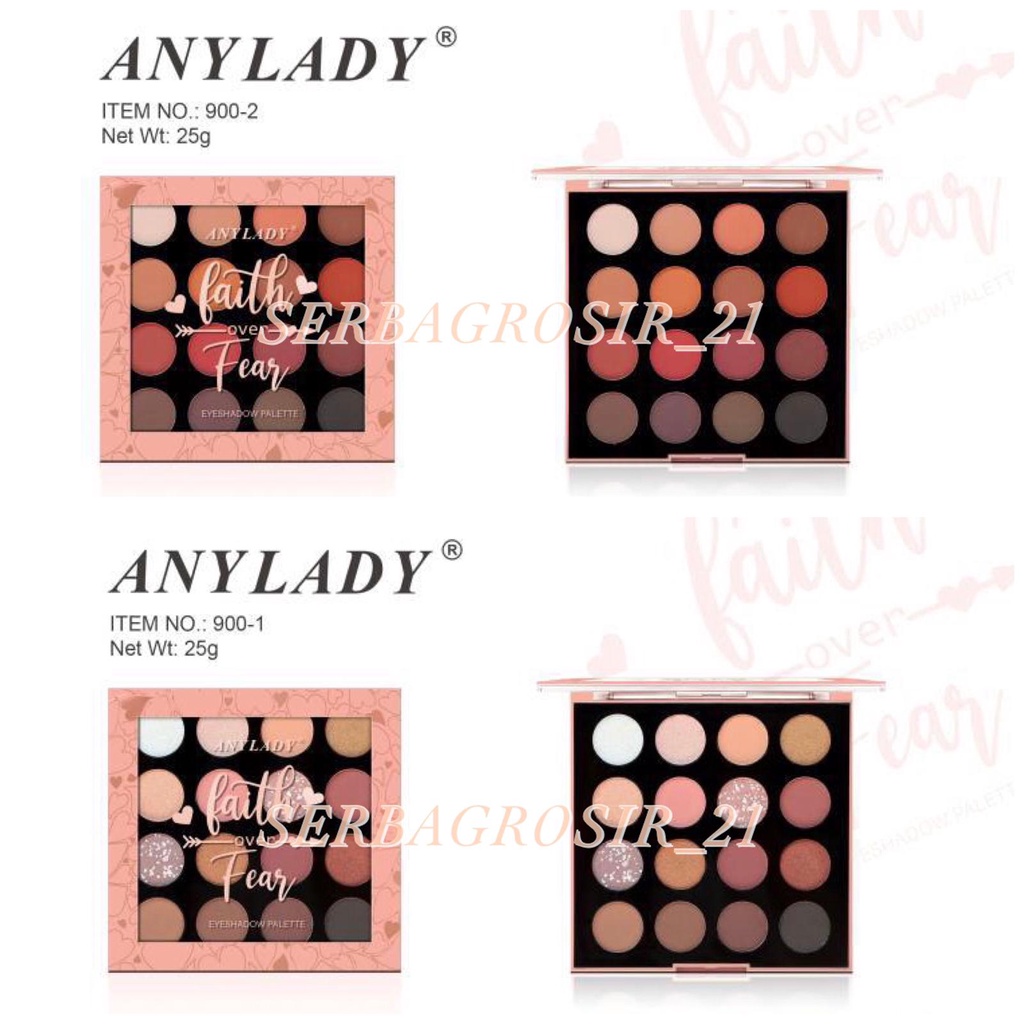 EYESHADOW ANYLADY FAITH OVER FEAR EYESHADOW PALETTE 16 COLOR Ukuran JUMBO 900