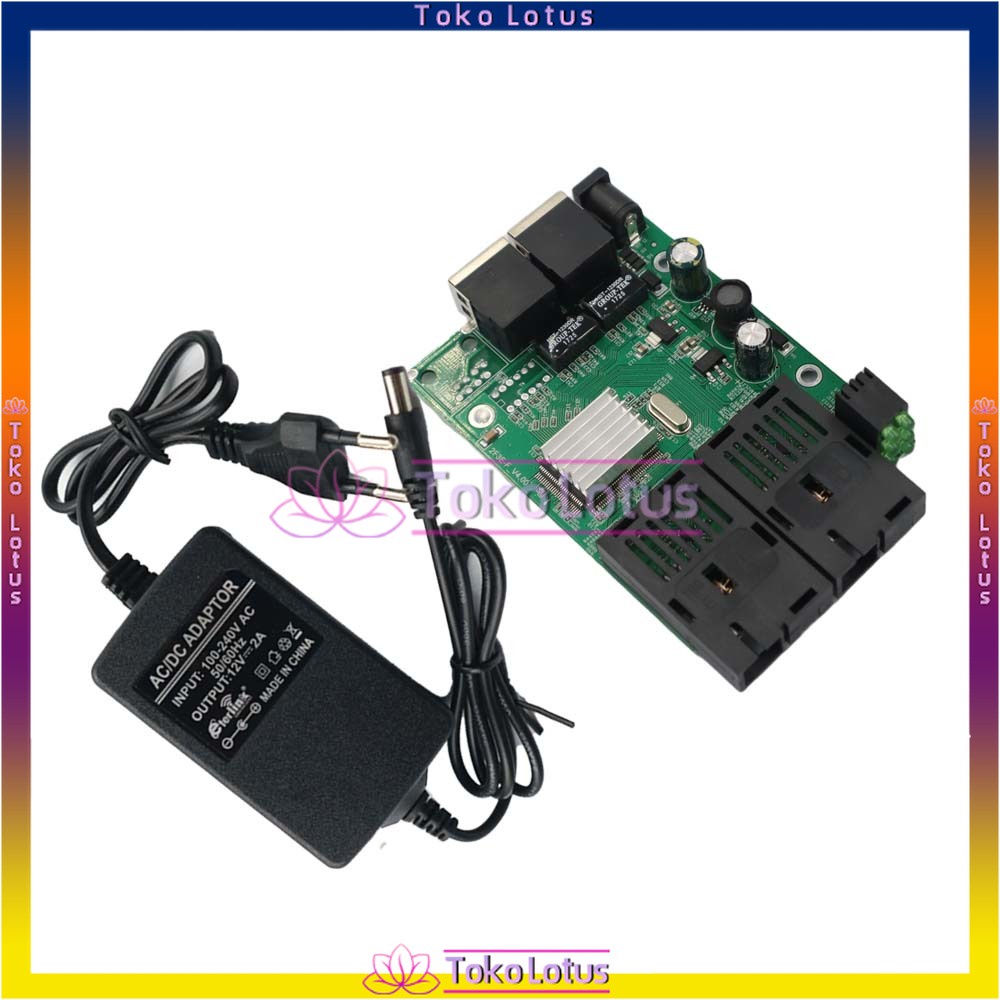 BISA COD - MEDIA CONVERTER 2 FIBER 2 ETHERNET CM2F2E - 2F2E-PCB+Adaptor Atau PCS SAJA