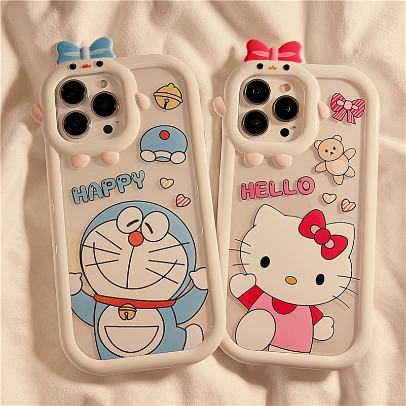 Soft Case Silikon TPU Transparan Motif Kartun Kucing 3D Untuk iPhone 14 13 12 11 Pro Max X Xr Xs Max iPhone 7 8 6 6s Plus SE 2020 Fashion Cute Kitten Cartoon Phone Case Clear 3D Thick Lens Protection Shockproof Silicone TPU Soft Case Protective Back Cover