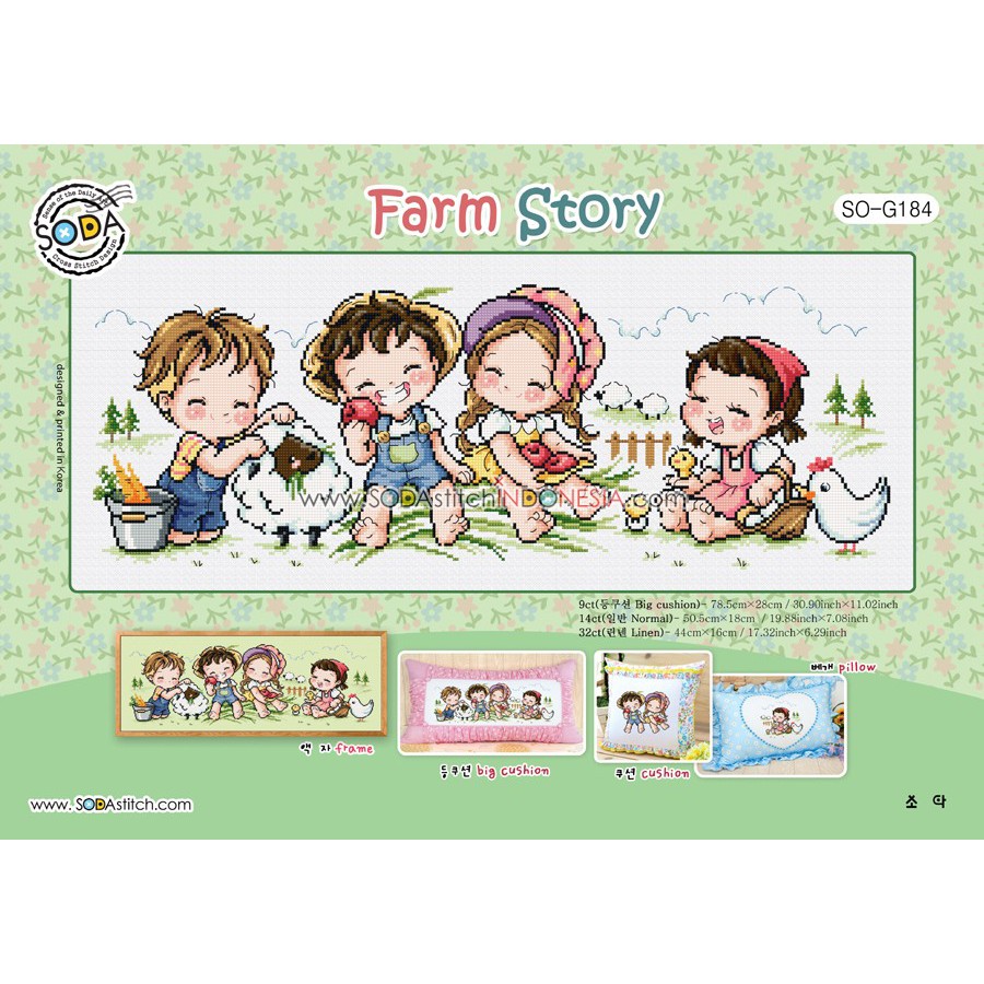 Paket DIY Craft Sulam Kristik Strimin Sodastitch SO-G184 - Farm Story Peternakan Hewan