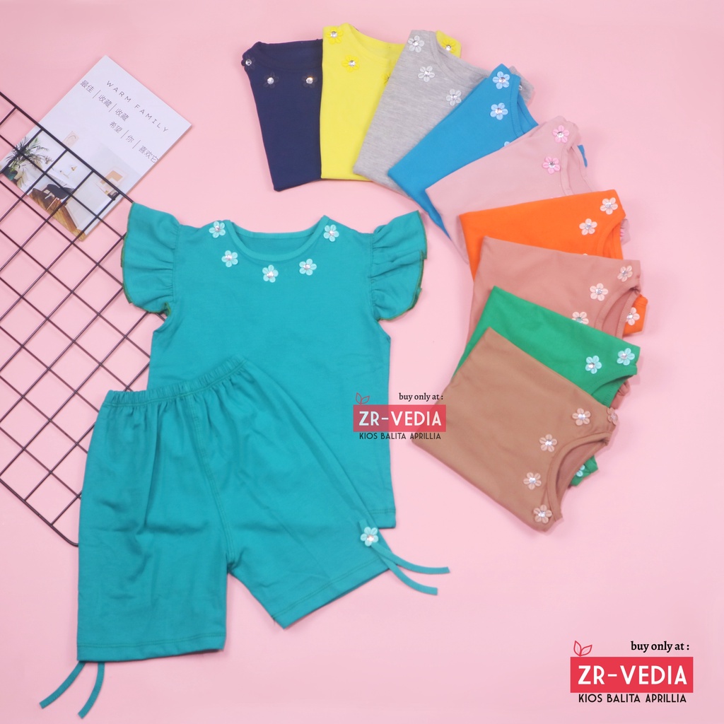 Setelan Oceana Bayi-4 Tahun / IMPORT Baju Lengan Celana Pendek Pakaian Baby Adem  Anak Perempuan