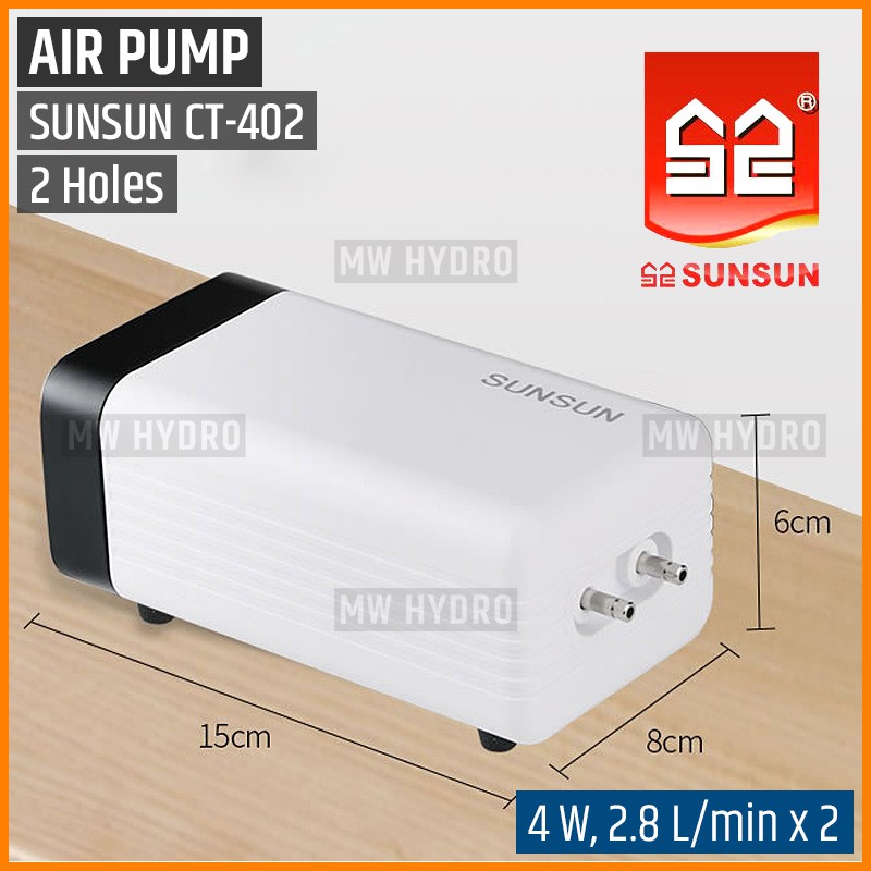 SUNSUN CT-402, Silent Air Pump, Aerator / Pompa Udara 2 Lubang