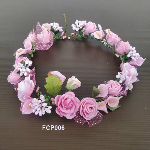 [PALING MURAH] FLOWER CROWN WEDDING BANDO PESTA BRIDAL SHOWER PINK FCP006