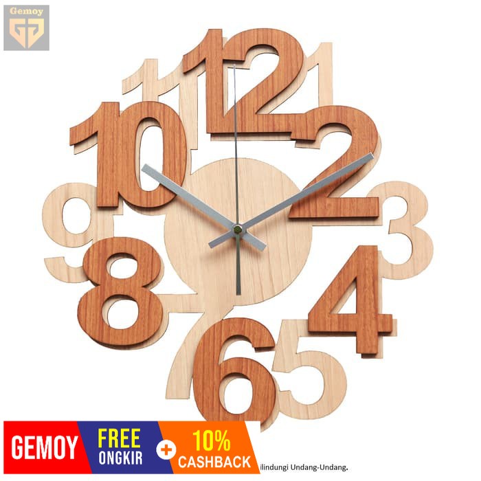 Gemoy DISC% Jam Dinding Unik Artistik - Numbers I Wall Clock-