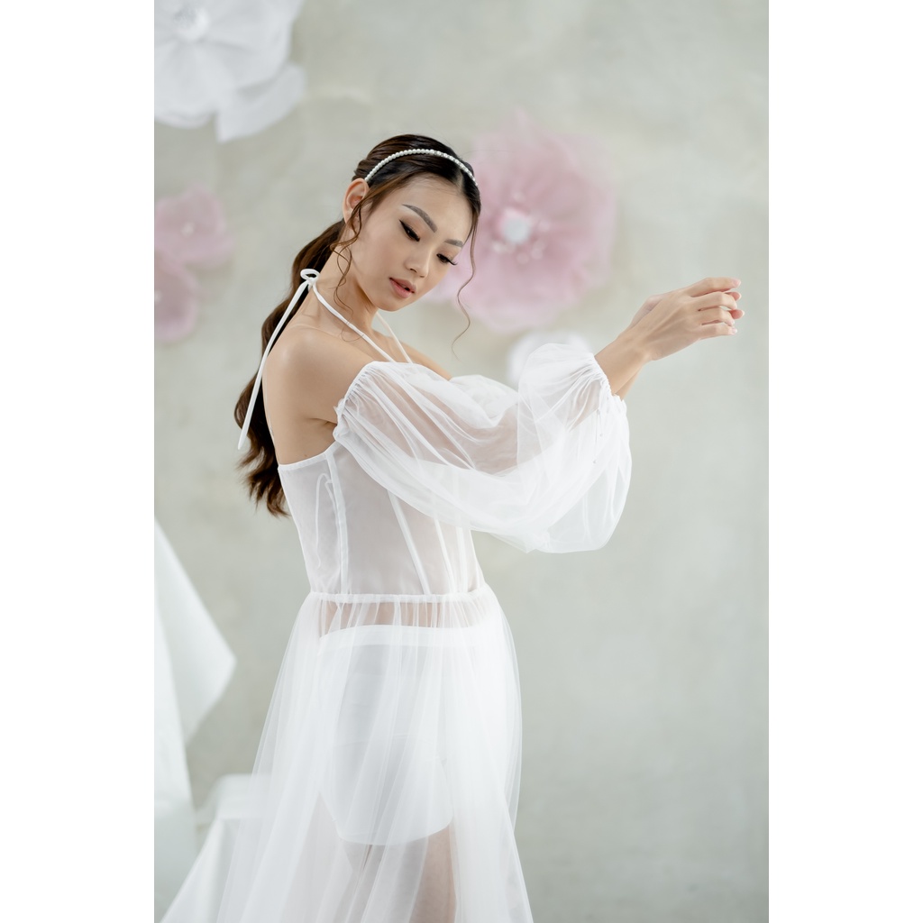 Faye Transparant Corset Dress - FAE Collection-Prewedding Gown Robe Bride Kimono Pengantin Photoshoot Attire Wedding Robe