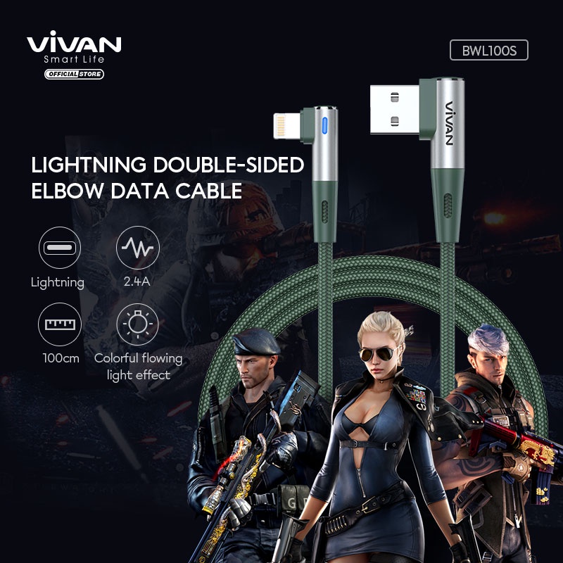 GAMING DATA CABLE VIVAN BWL100S COLORFUL LED LIGHT - ORIGINAL VIVAN