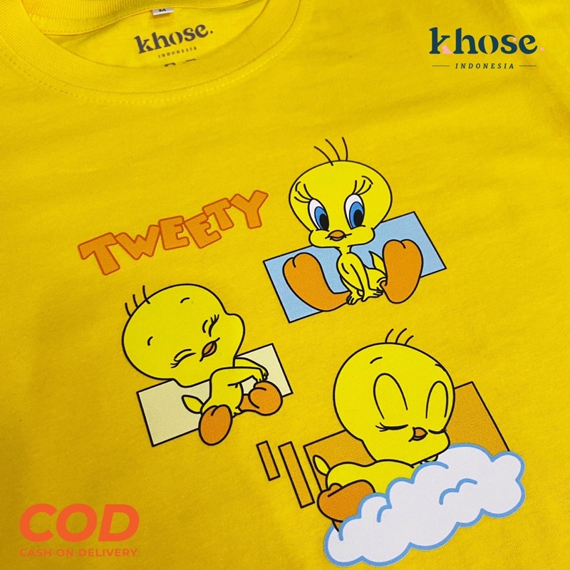 KHOSE Kaos Unisex Tweety Kode M-07 / Kaos Oversize Couple Kartun Retro HM