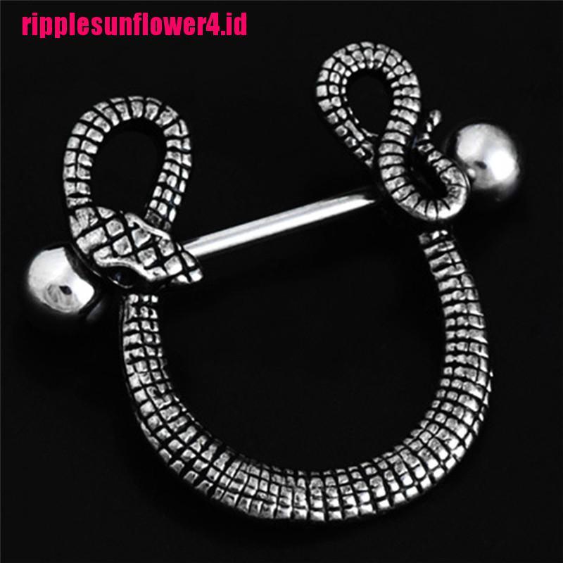 14g Anting Tindik Puting Bentuk Ular Bahan Stainless Steel