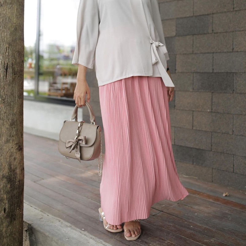 (AMD) ROK LIDI NESIA PLISKET LEBAR PLEATS SKIRT