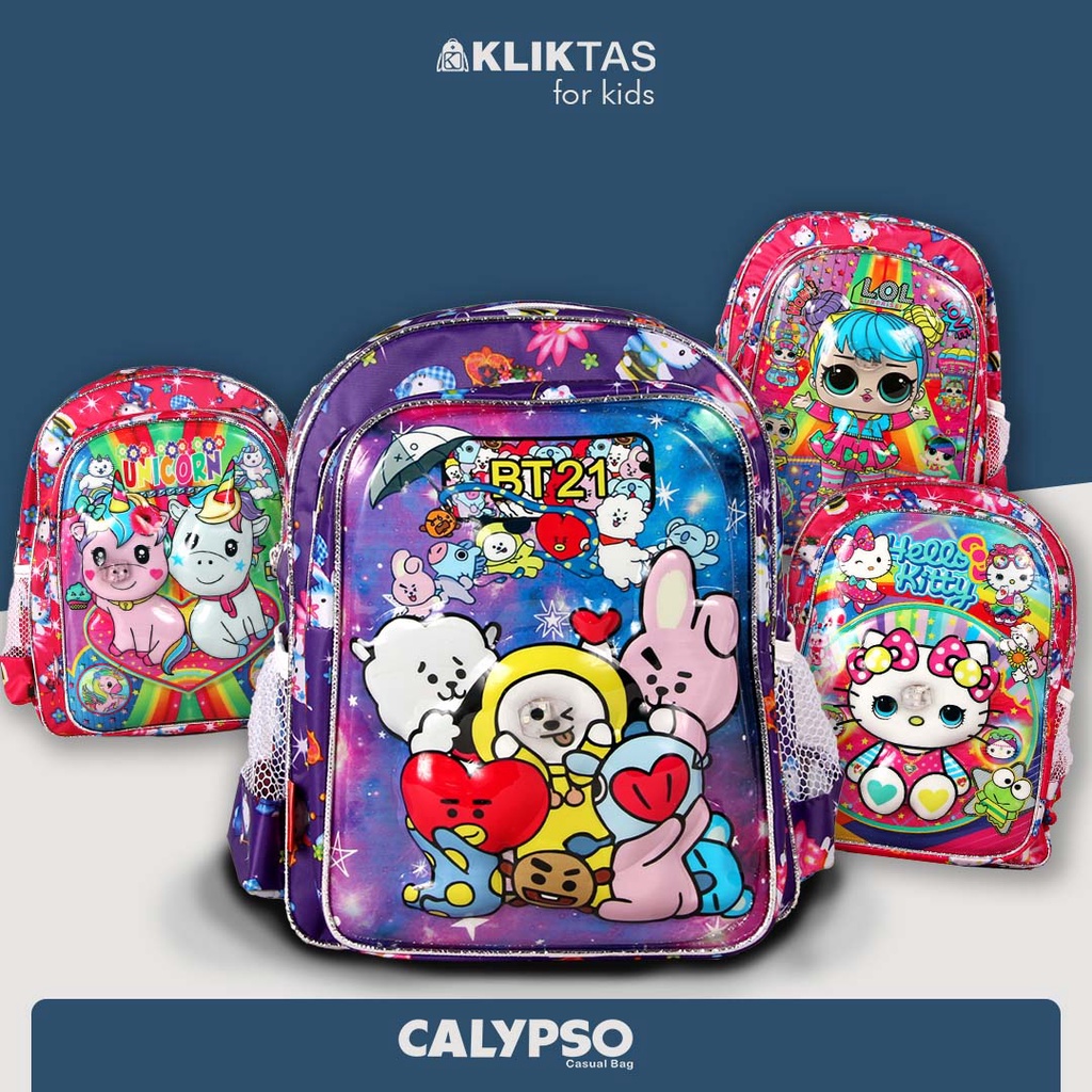 [KLIKTAS] Tas Ransel Sekolah Anak TK Paud ampu LED gambar kartun 3D Calypso 3725