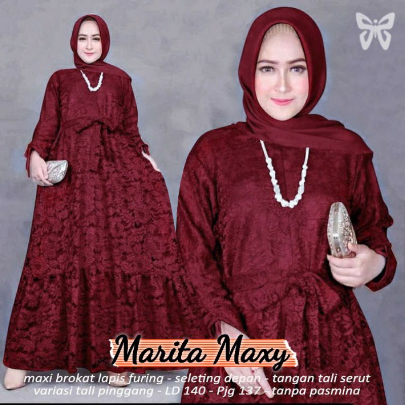 BAJU GAMIS MAXY MAXI BUSUI DRESS PESTA KONDANGAN NIKAHAN BRUKAT BROKAT WANITA MUSLIM BARU NEW L XL 3