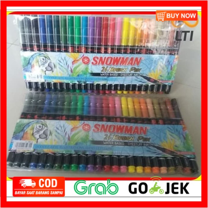 

(BISA COD) Termurah Brush pen / Brushpen 24 Colour Snowman BM-24 - Brushpen Saja