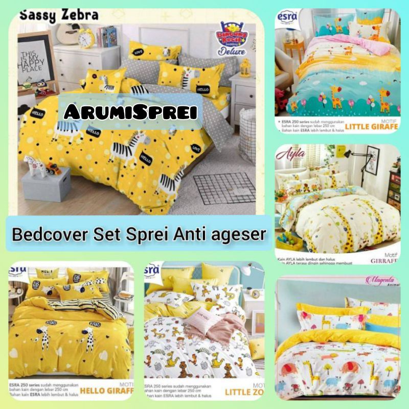 BEDCOVER SET+SPREI ANTI GESER |•| BEDCOVER KATUN MOTIF KARAKTER|•| BEDCOVER 180x200x20 |•| BEDCOVER1