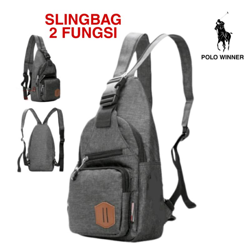 Slingbag 2 in 1 Tas Selempang Pria 2 in 1 Polo Winner Slempang Pria Slingbag Pria