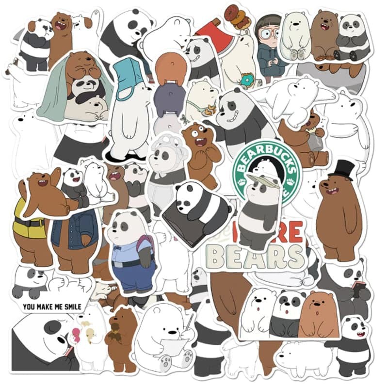 

Sticker PVC hadiah Unik Lucu we bare bears panda grizzly ice bear - 21 pcs