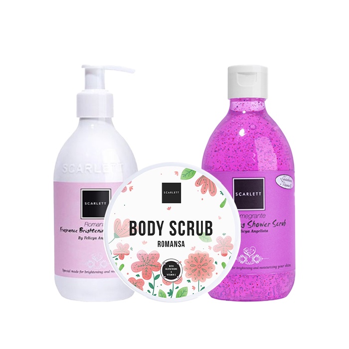 Scarlett Whitening Paket 3 Item Serum Hand Body Lotion Scrub Lulur