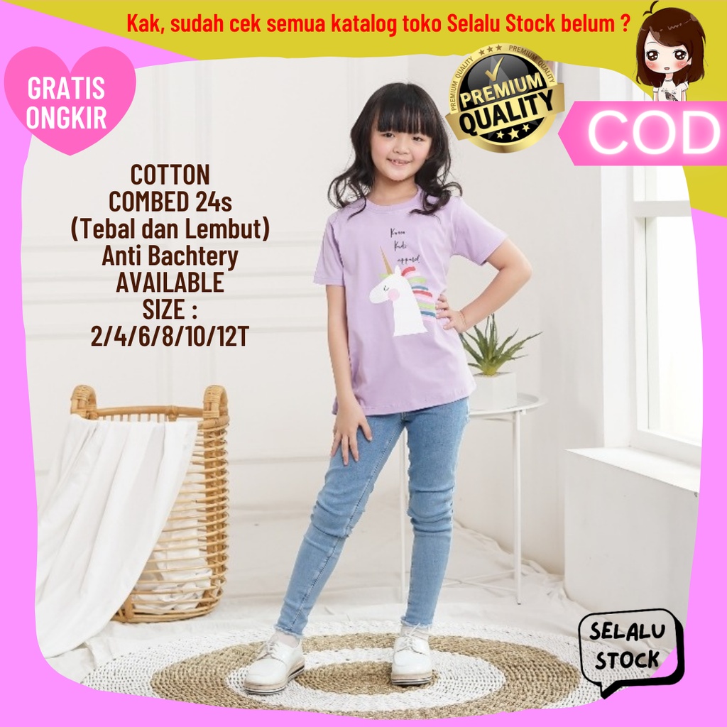 Baju Anak Perempuan Flamingo Ice Cream Unicorn Kaos Anak Kecil Tanggung Cewek Cewe Wanita Premium Im