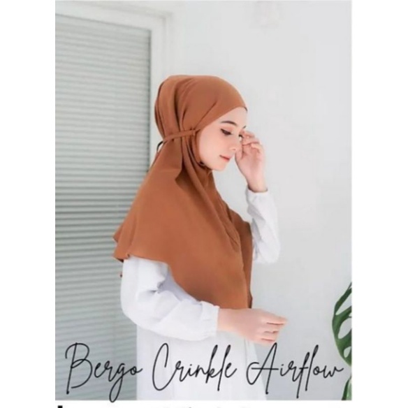 BERGO CRINKLE AIRFLOW | BERGO INSTAN TALI | JILBAB INSTAN CRINKLE AIRFLOW