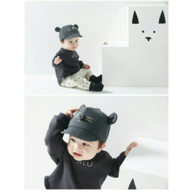 Topi anak motif 3D kucing topi fashion