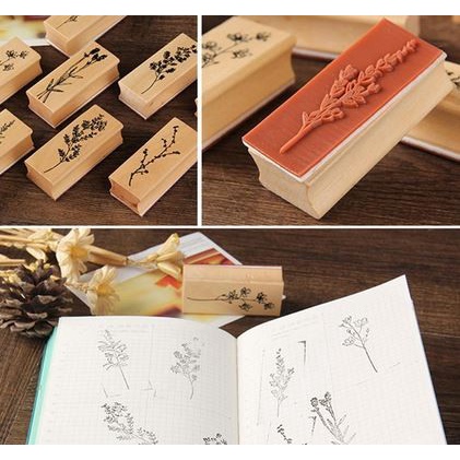 Wooden Stamp - Vintage Flower Stalk Series