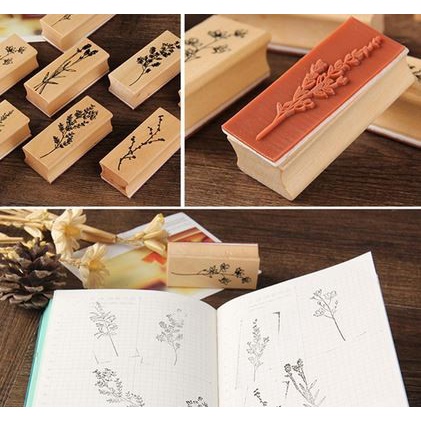 Wooden Stamp - Vintage Flower Stalk Series