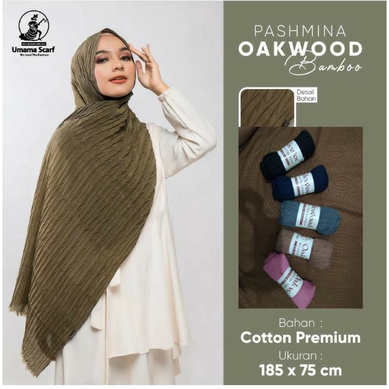 pashmina oakwood umama / pashmina plisket bambu / pasmina plisket padi