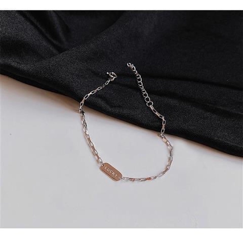 We Flower 1PC Titanium Steel Silver Lucky Link Chain Bracelet for Women Girls