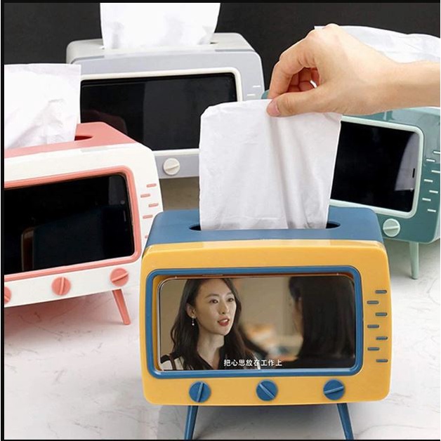 TV Tissue Box - Kotak Tissue + Stand Phone