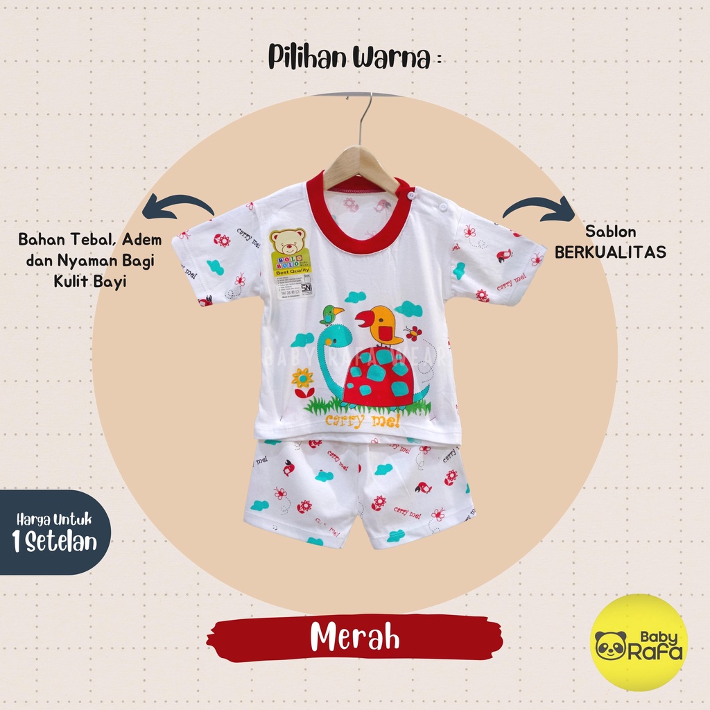 Setelan Piyama Baju Bayi Pendek 3 - 18 Bulan merk Bolo - Bolo SNI motif Kura - Kura