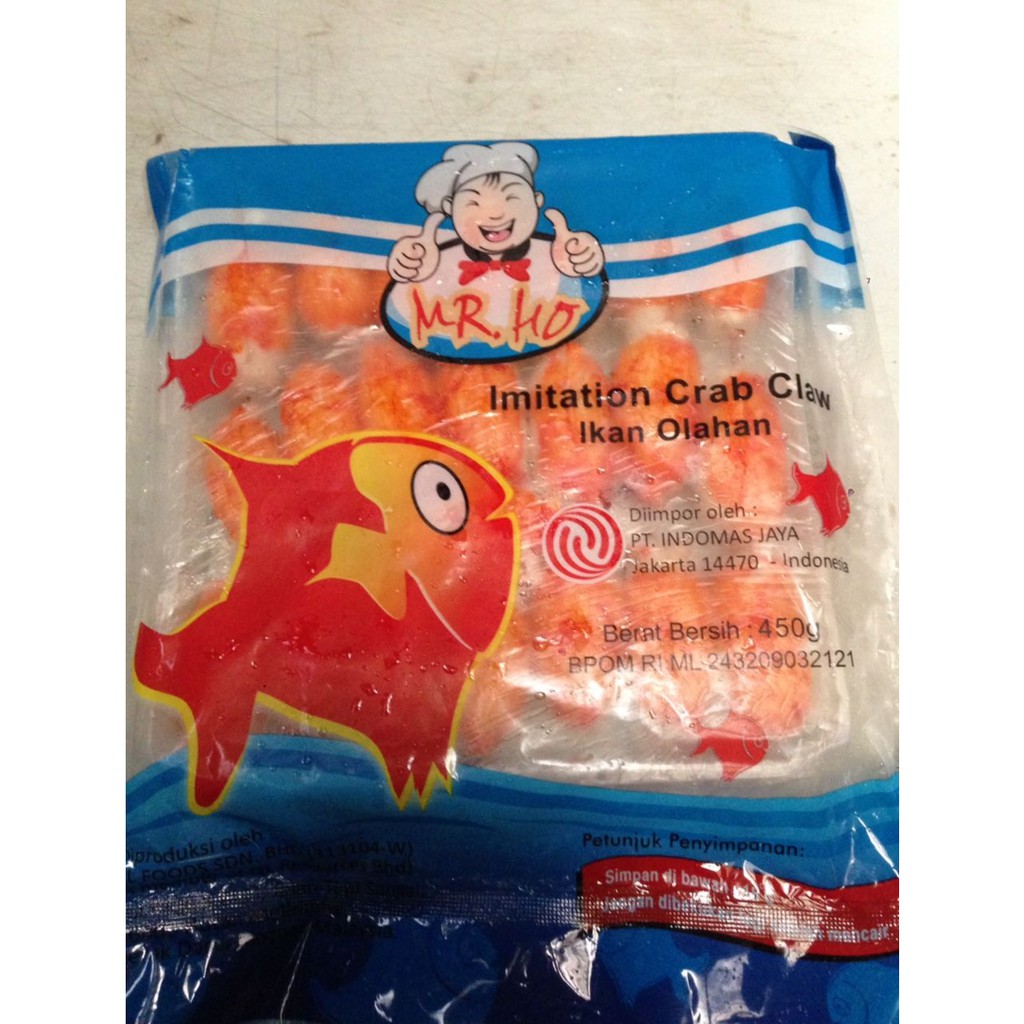 

Mr. Ho Imitation Crab Claw 450 Gr Ikan Olahan Capit Kepiting Imitasi Shabu - Shabu Steamboat Mr.Ho